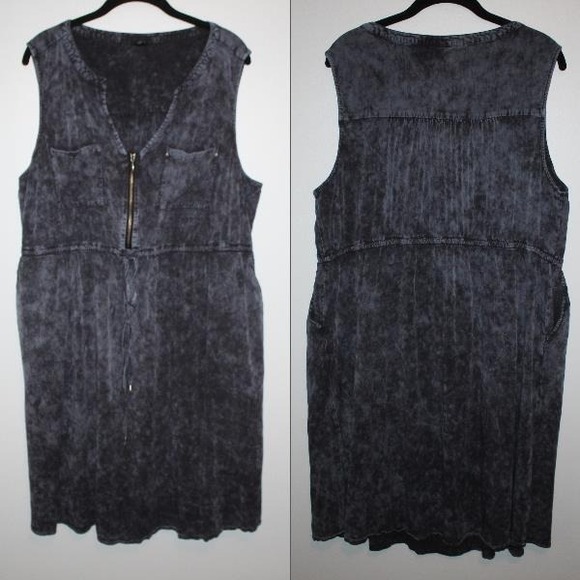 Torrid Mini Challis Zip Front Shirt Dress Tie Dye Gray Plus Size 2 2X Grunge - Picture 11 of 13